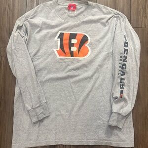 Vintage Y2K Cincinnati Bengals NFL Long Sleeve Heather Gray Tee XL